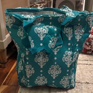 Insulated tote Teal and White